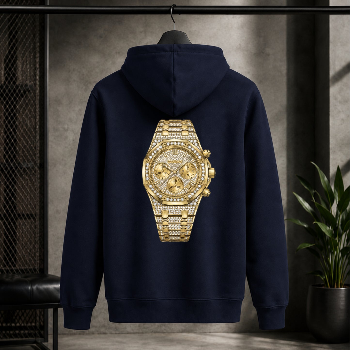 Iced Out Yellow-Gold Chrono Hoodie - 2 Farben