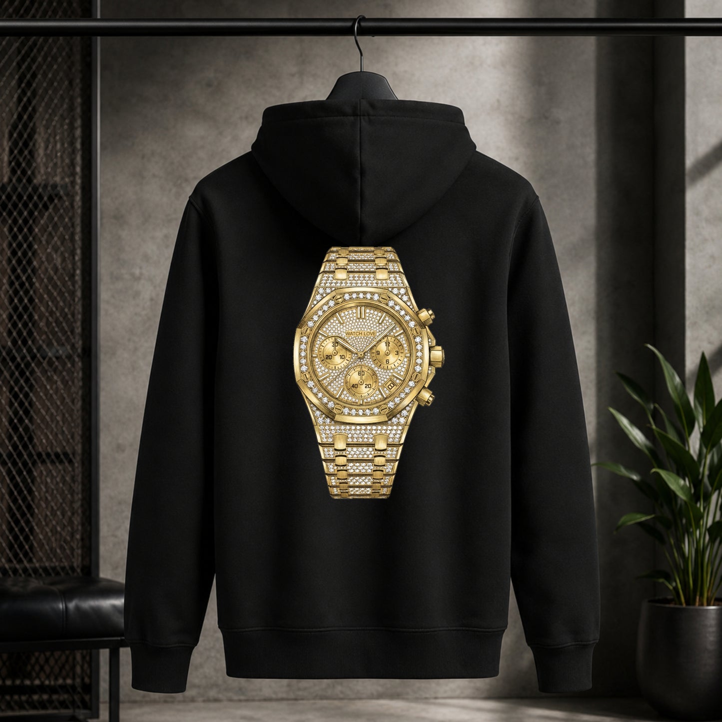 Iced Out Yellow-Gold Chrono Hoodie - 2 Farben