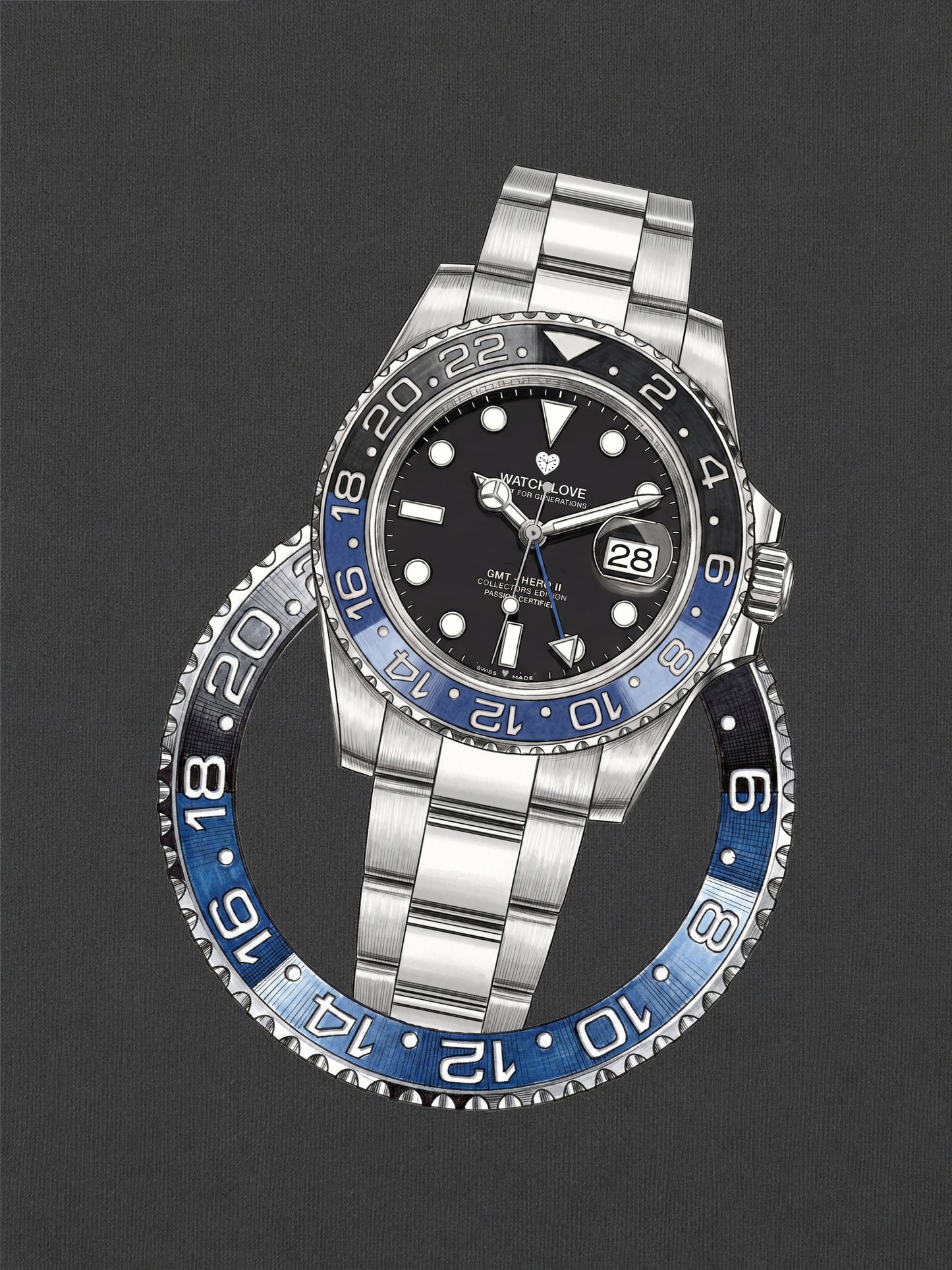 GMT Blue-Black Bezel T-Shirt - 3 Farben