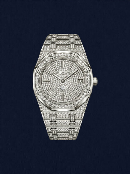 Iced Out White-Gold Chrono Hoodie - 2 Farben