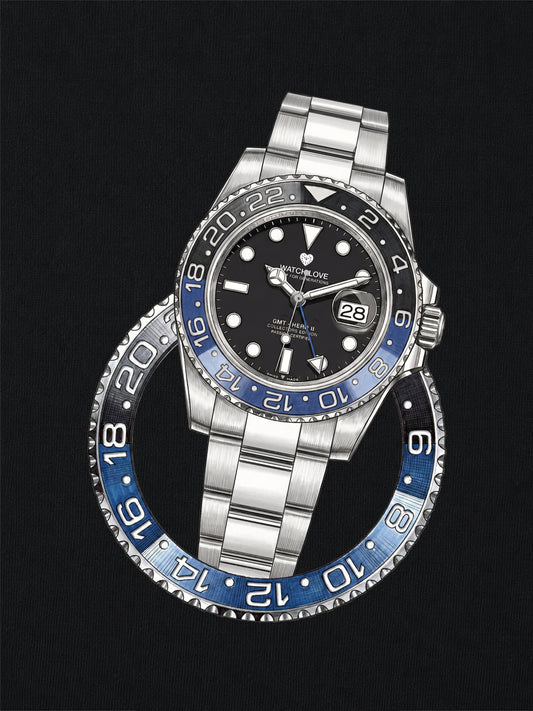 GMT Blue-Black Bezel T-Shirt - 3 Farben