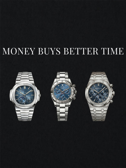 3x Blue Chrono "Money buys better time" T-Shirt - 3 Farben