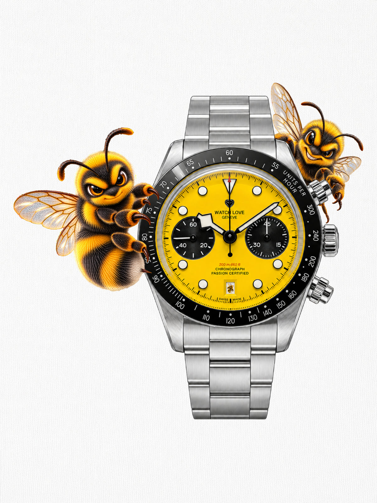 Bumblebee Yellow Chrono T-Shirt Weiß in Premium-Qualität