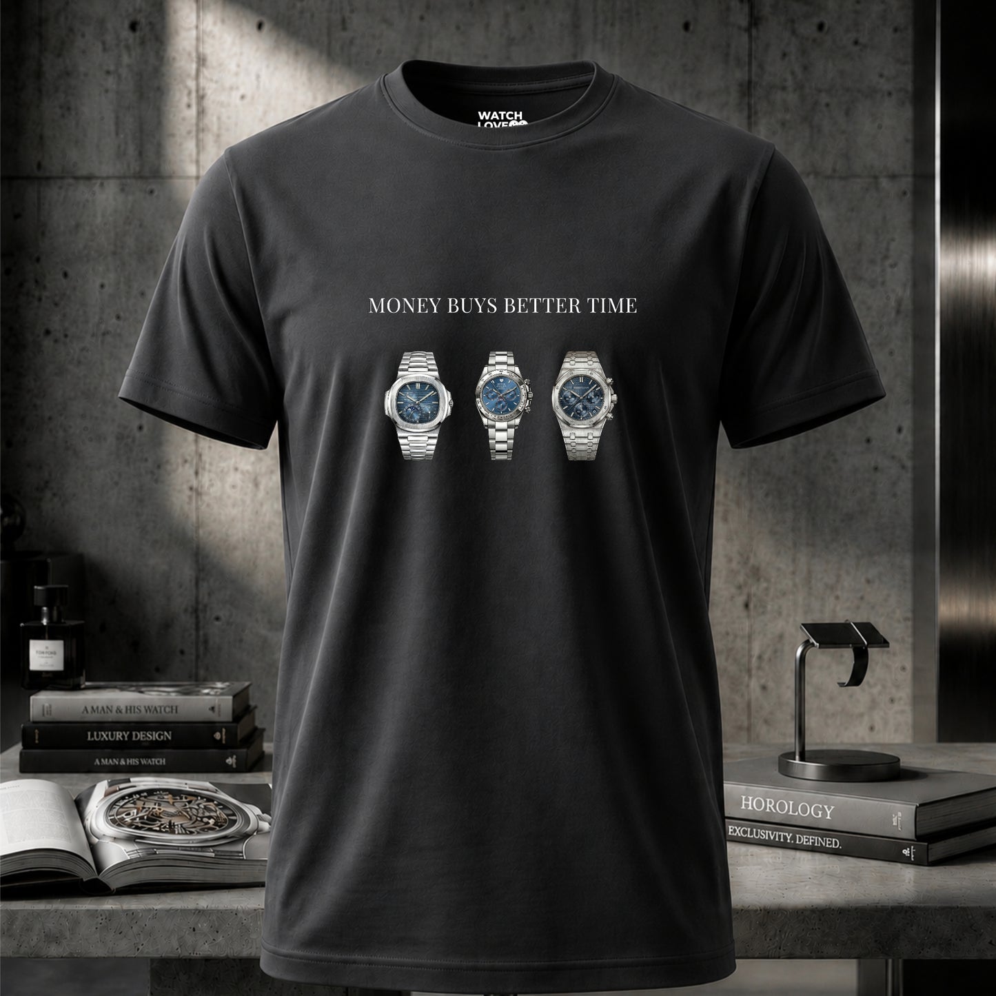 3x Blue Chrono "Money buys better time" T-Shirt - 3 Farben