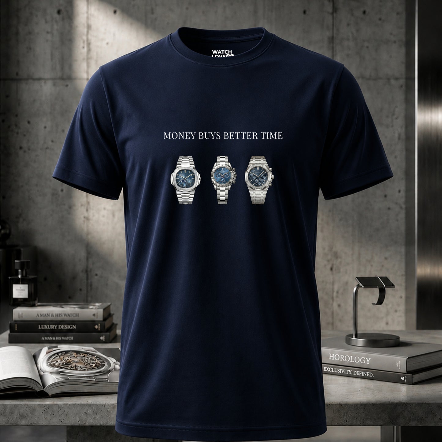 3x Blue Chrono "Money buys better time" T-Shirt - 3 Farben