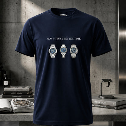 3x Blue Chrono "Money buys better time" T-Shirt - 3 Farben