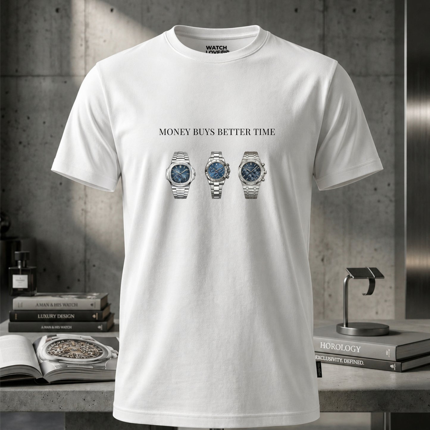 3x Blue Chrono "Money buys better time" T-Shirt