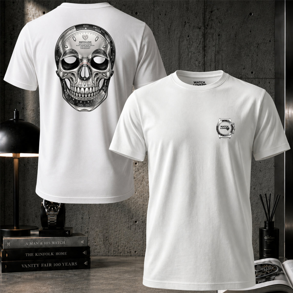Watch Skull T-Shirt in Weiß und Premium-Qualität
